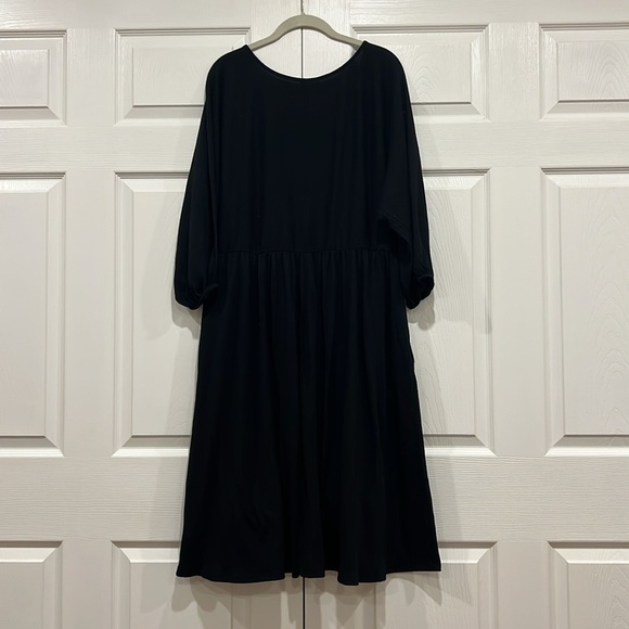 AVA & VIV Dolman 3/4 Sleeve Knit Empire Waist Dress Long Sleeve Black Size 1X - Picture 2 of 6
